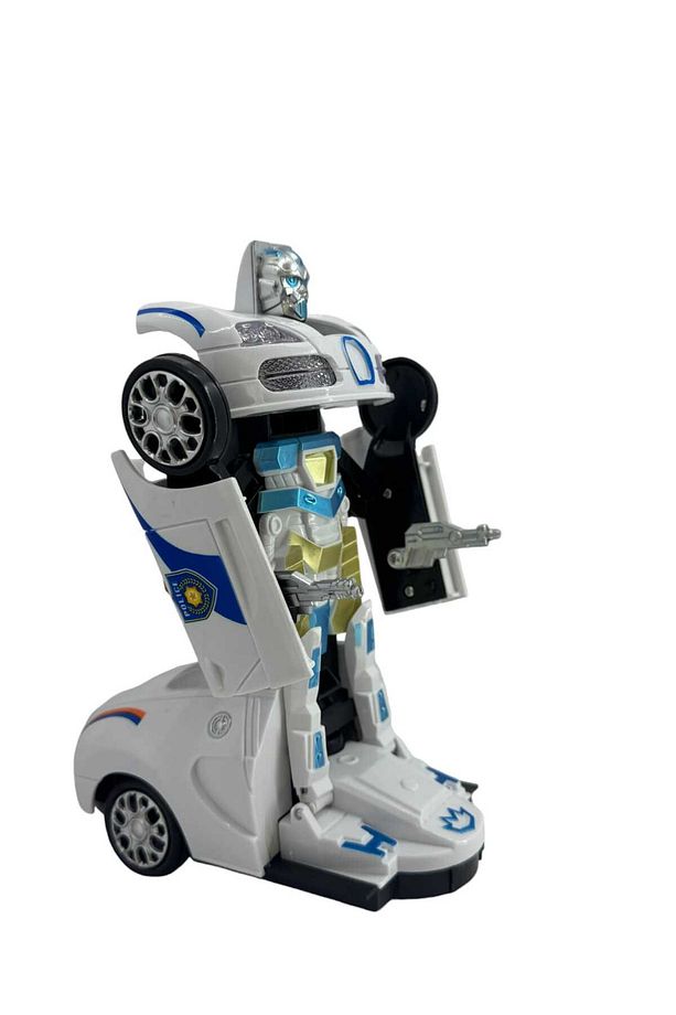 Polis Robota Dönüşen Araba Oyuncak ışıklı, sesli Robot Araba Çarp ve Devam Et Sesli - 5