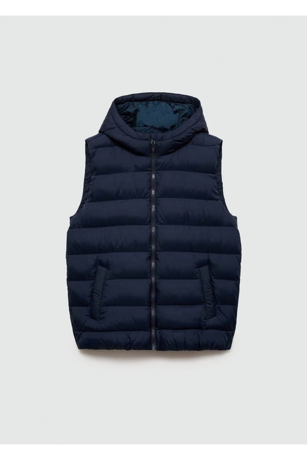 Kapüşonlu kapitone yelek - 3