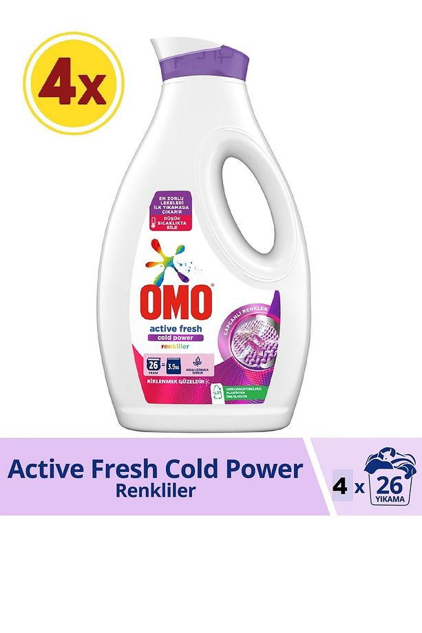 Sıvı Çamaşır Deterjanı Active Fresh Cold Power Renkliler 1690 ml X 4 - 1
