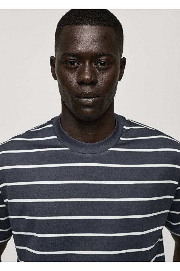 Βαμβακερό ριγέ μπλουζάκι - 5