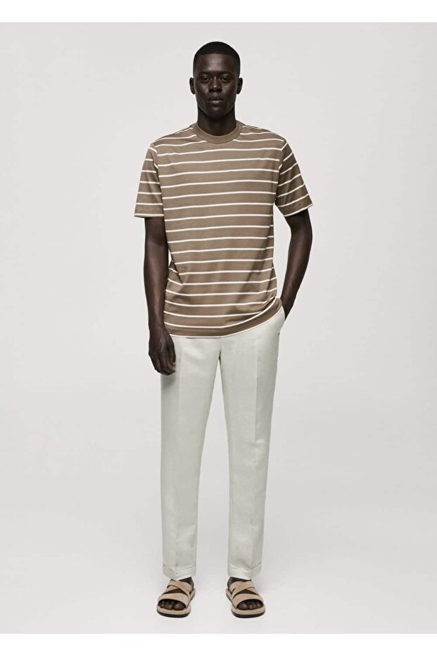 Pamuklu Çizgili Tişört - 2