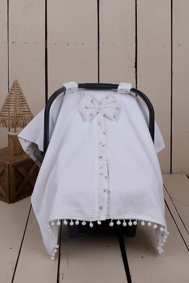 Çift Taraflı Kullanım Pikeli Bebek Puset Örtüsü - 8