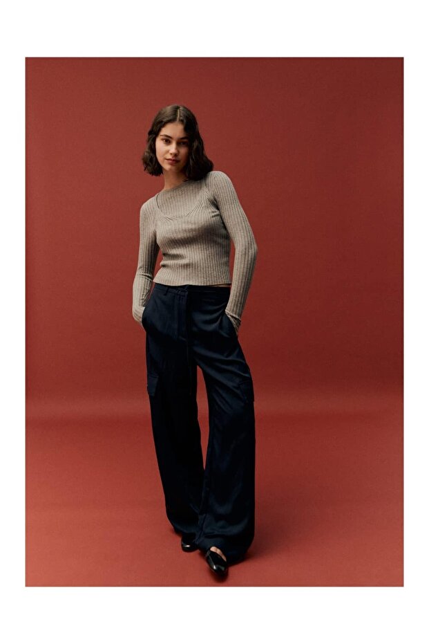 Dökümlü kargo pantolon - 5