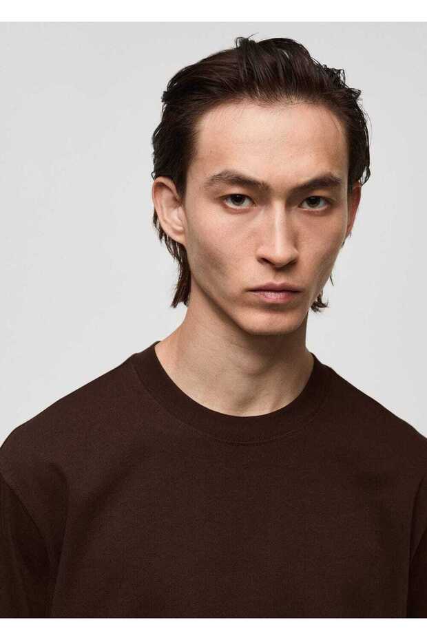 %100 pamuklu rahat kesim basic tişört - 5