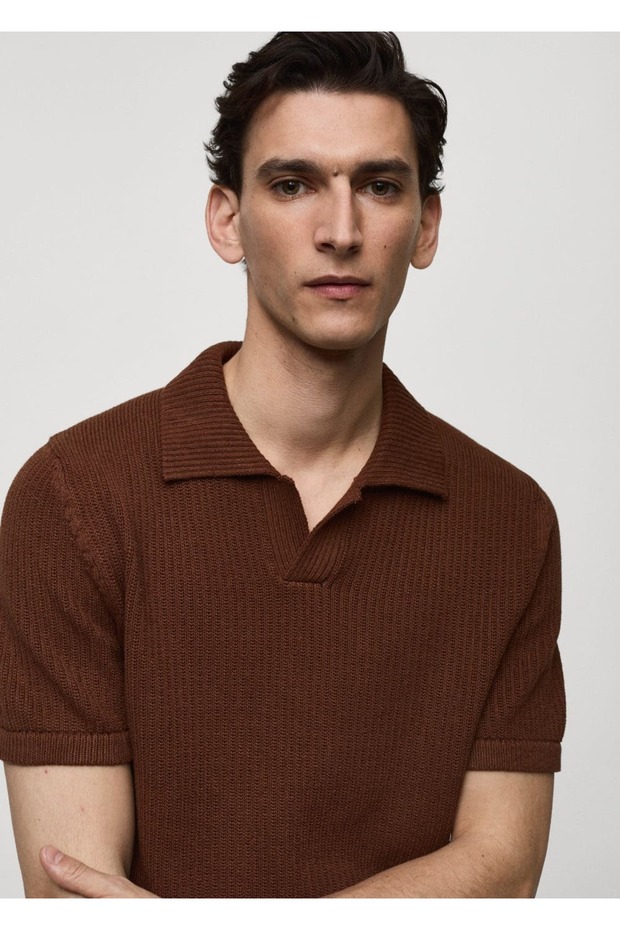 Fitilli örgü polo gömlek - 5