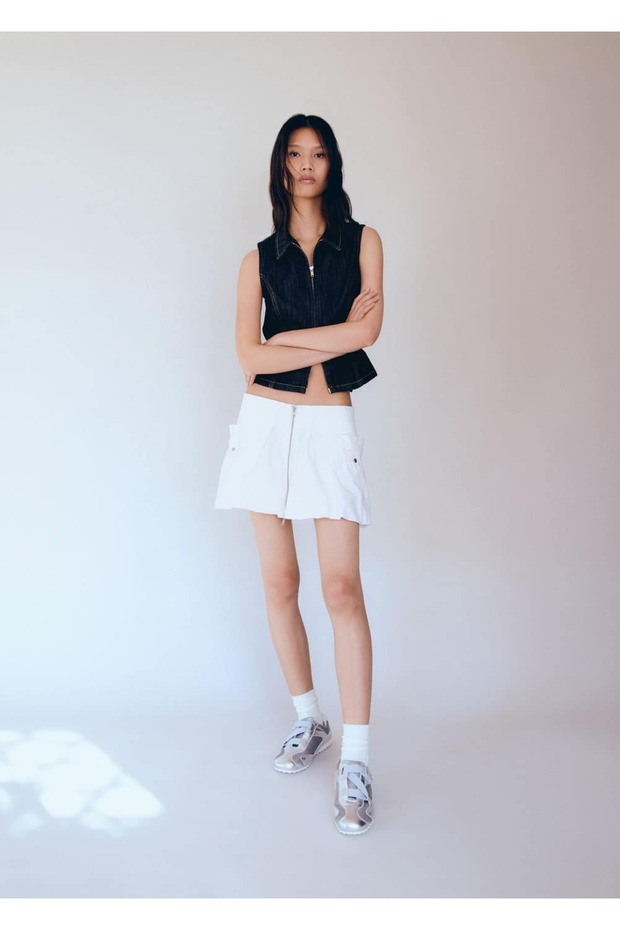 Fermuarlı Balon Mini Etek - 2