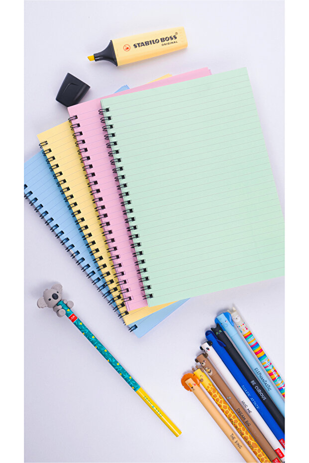 A5 Spiral School Notebook 50 Sheets 100 Pages Set of 4 - Colored Notebook - Lined Notebook - 3