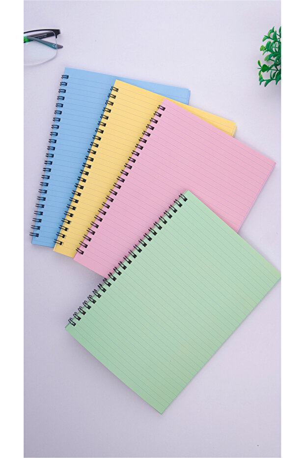 A5 Spiral School Notebook 50 Sheets 100 Pages Set of 4 - Colored Notebook - Lined Notebook - 7