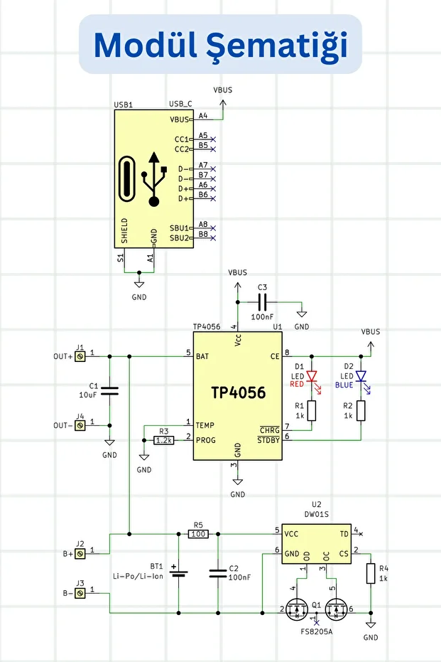 4'lü Tp4056 Tip-c Korumalı 18650 1s Lipo Pil Şarj Devresi - 4