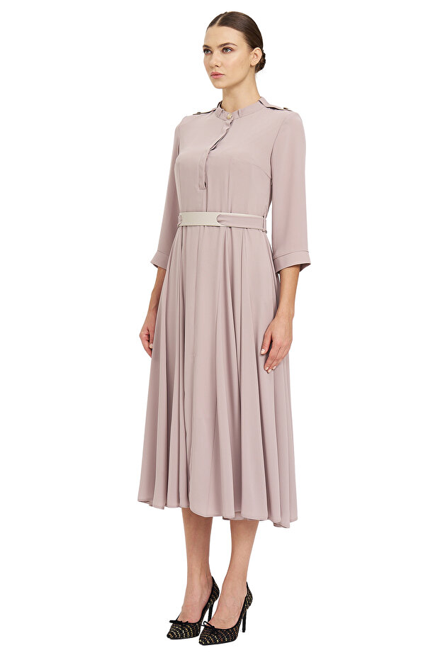 Hakim Yaka Şifon Elbise - 2