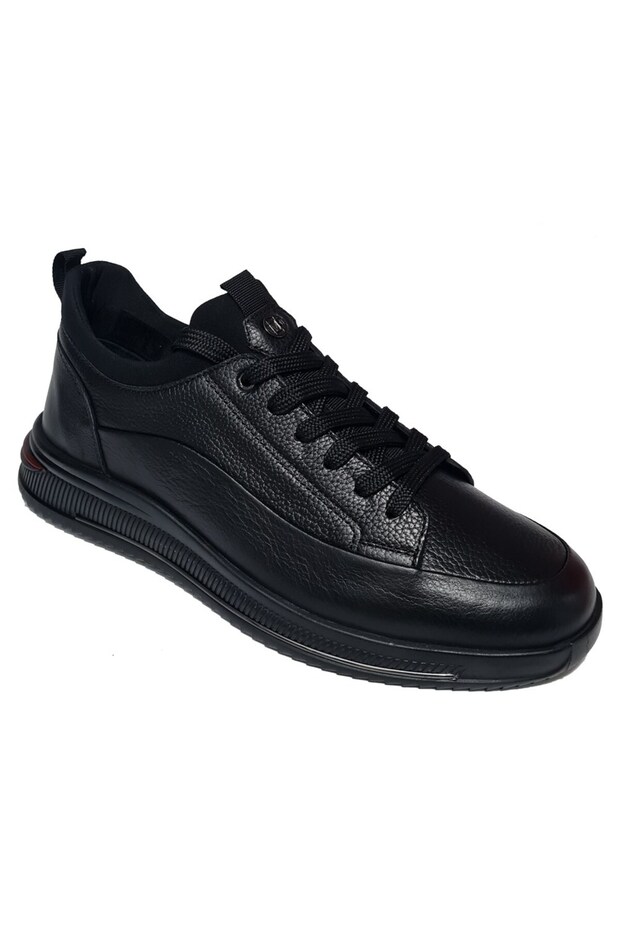 Lace-Up Stretch Floater Model Striped Genuine Leather Men's Casual Shoes 20224