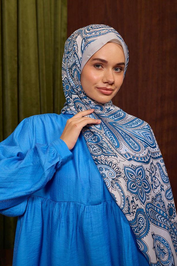 Marrakech Koleksiyon Soft Şal Mavi Gri 3048-01 - 3