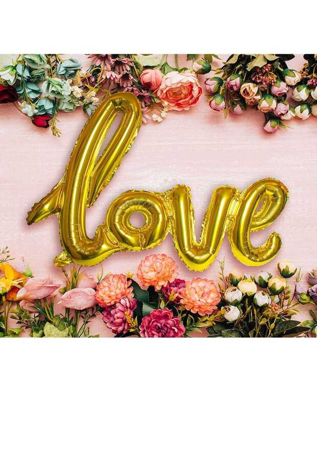 Love Signature Foil Balloon Gold Large Size 65X108Cm