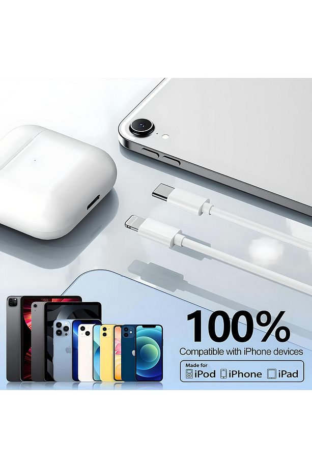 2 Adet USB C Lightning kablo, 1 m, [Apple MFi sertifikalı] iPhone, hızlı şarj kablosuUyumlu - 5