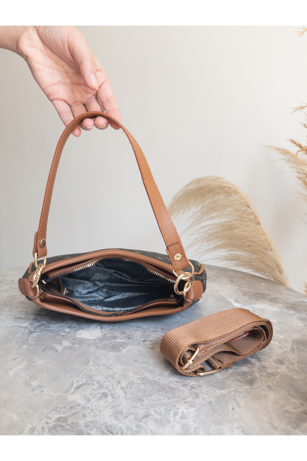 حقيبة كتف أنيقة منقوشة الرجعية - 4