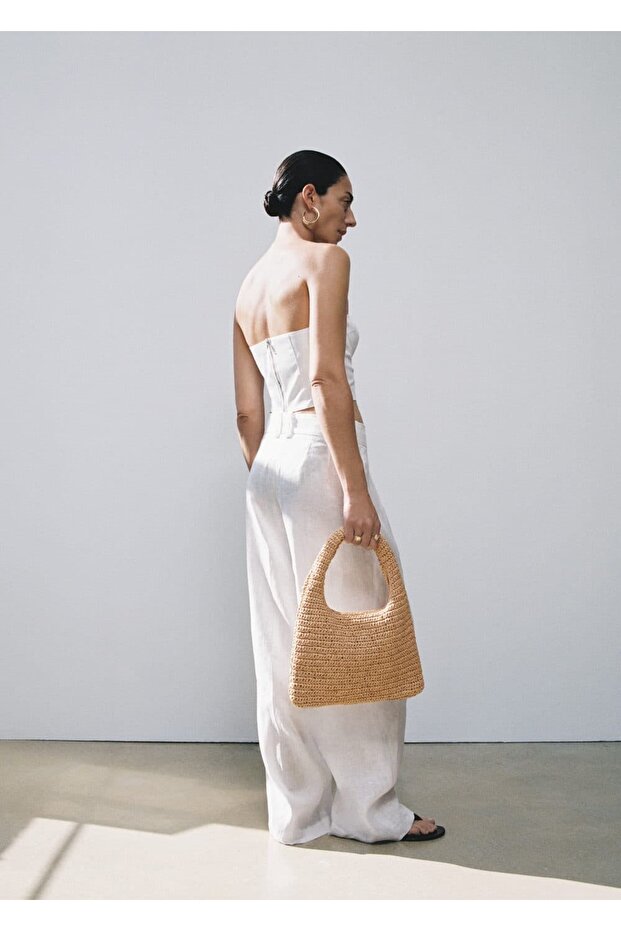 %100 keten pilili pantolon - 7