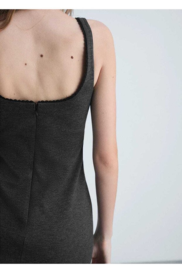 Dantel detaylı elbise - 6