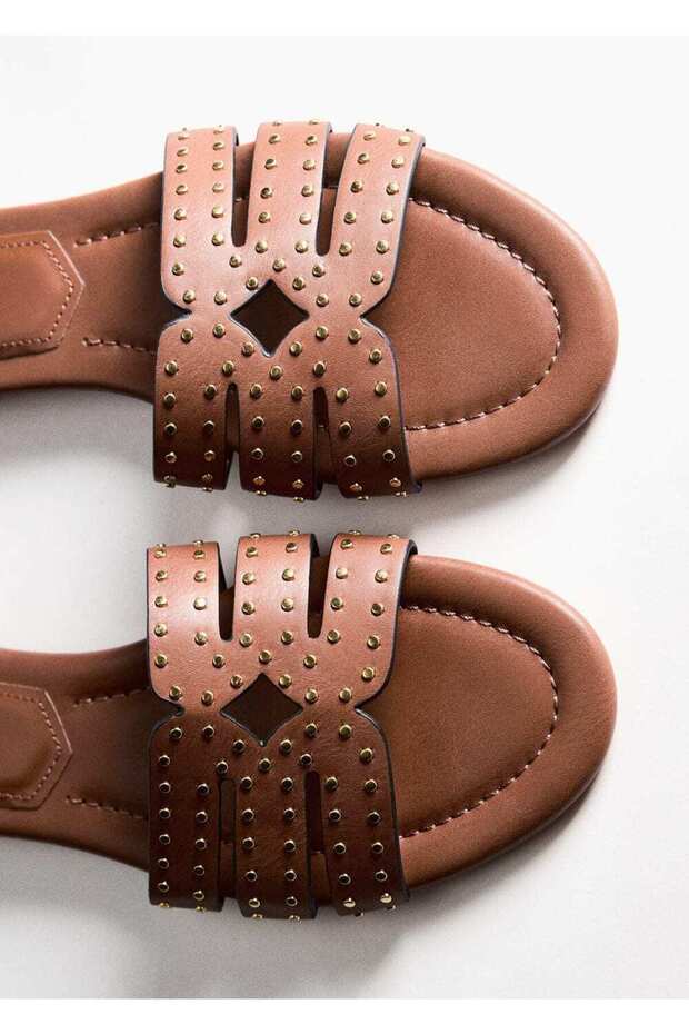 Boncuklu şeritli sandalet - 4