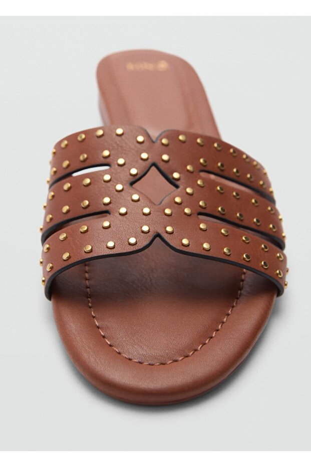 Boncuklu şeritli sandalet - 5