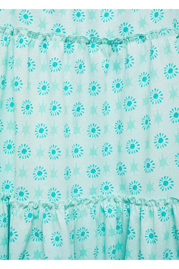 Boncuklu Baskılı Elbise - 5