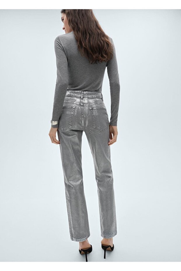 Folyo Düz Jean Pantolon - 4