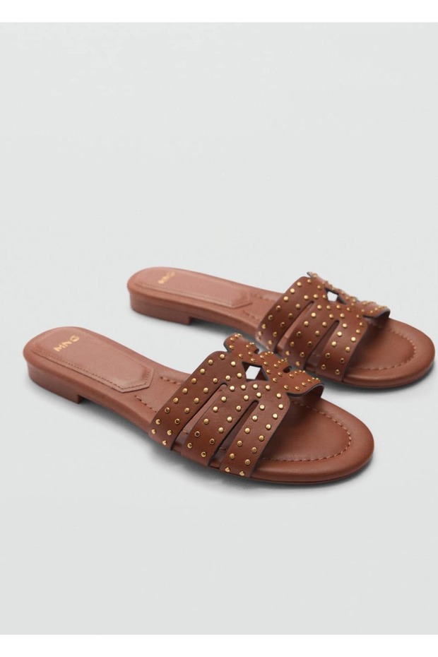 Boncuklu şeritli sandalet - 1