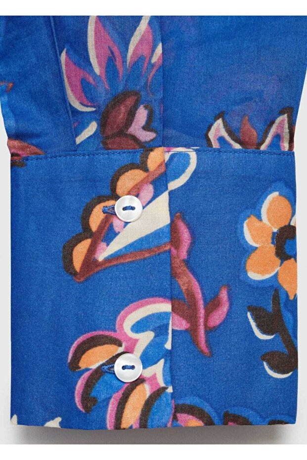 Çiçekli Dökümlü Gömlek - 6