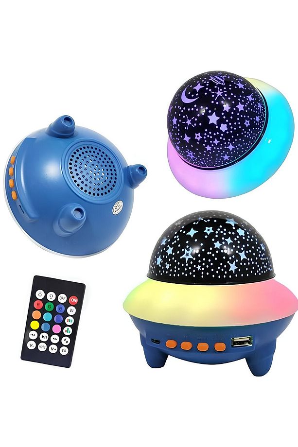 Ay-Yıldız Işıklı Atmosfer Gece Lambası Bluetooth Hoparlör Disko Topu Parti Ses Topu Led Lamba - 1