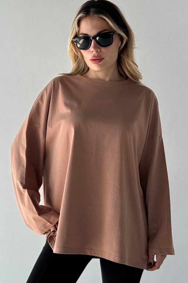 Soft Compact Cotton Long Sleeve Basic Sweatshirt Bb090Sw - 1