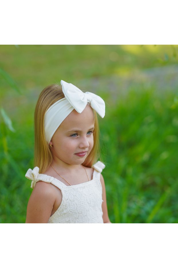 Girls' Cotton Combed, Non-Slip, Anti-Sweat, Ultra-Light Flexible Big Bow Tie Hairband