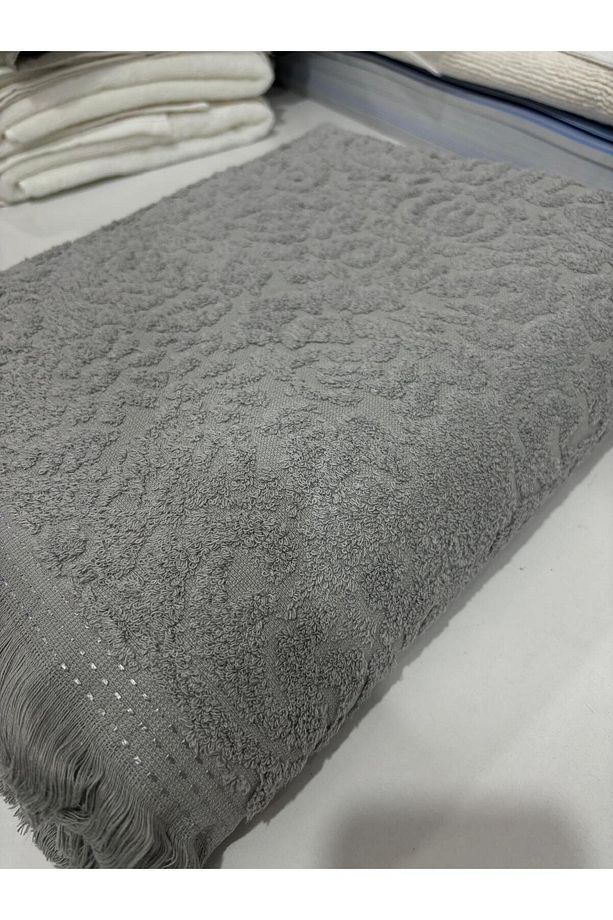 %100 Pamuk Gri Banyo Havlusu Ekstra Yumuşak Plaj Havlusu 90 X 150 Cm 700 gr - 6