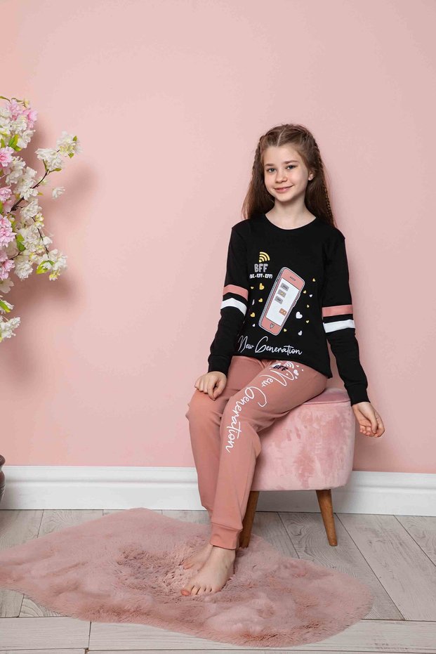 New Season Girl's Travel Waiter Long Sleeve Seasonal Cotton Combed Pajamas Set 2026