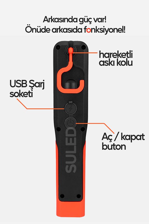 Manyetik Tamirci El Feneri 3 Modlu Şarjlı COB Xpe Led Acil Durum Kamp Tamir İkaz Lambası Askılı - 2