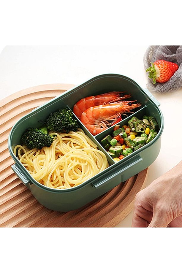 1200ml 2 Katlı 6 Bölmeli Bento Beslenme Çantası - Hava Kilitli, Mikrodalgada Kullanılabilir, BPA'sız - 6