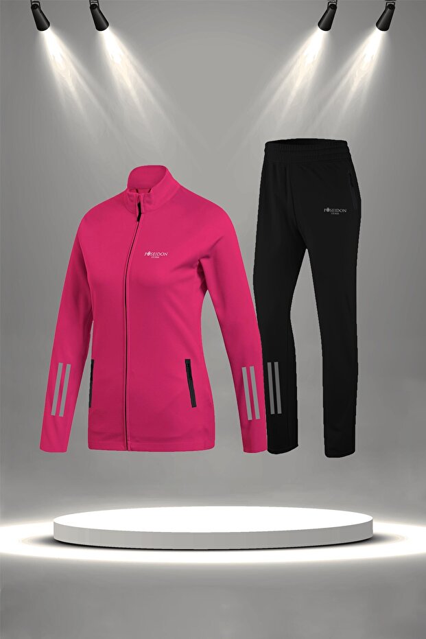 Women's Fuchsia Custom Supra Combed Fabric All Seasons Walking Jogging Tracksuit Set (S-3Xl)