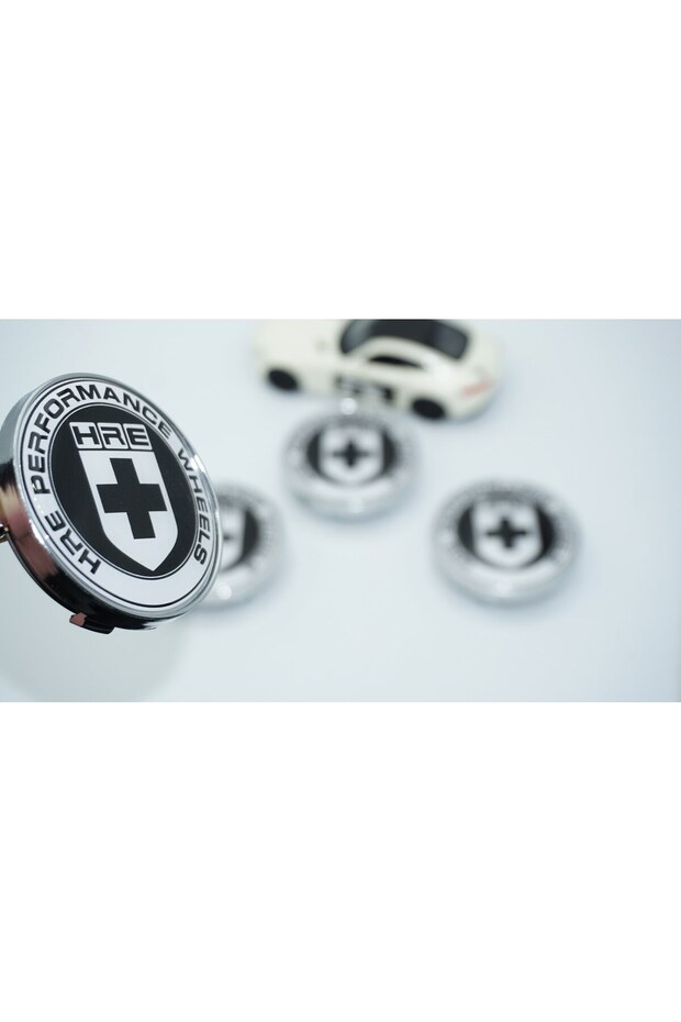 Hre Performance Black and White Wheel Hub Cover Set 60mm
