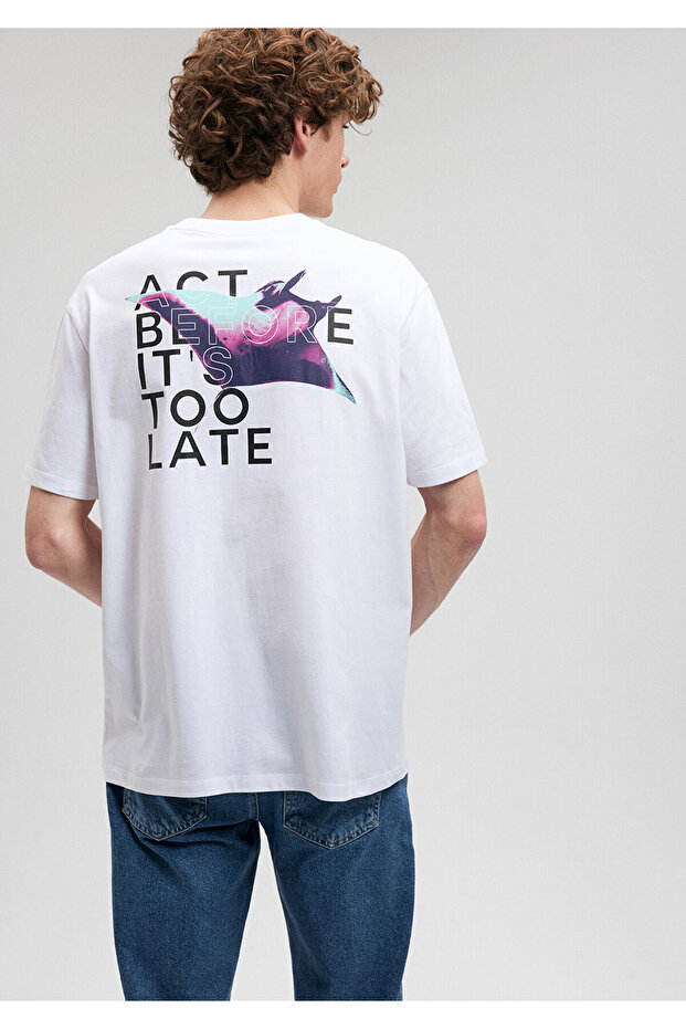 Back Printed White T-Shirt Loose Fit / Loose Relaxed Fit0612077-620