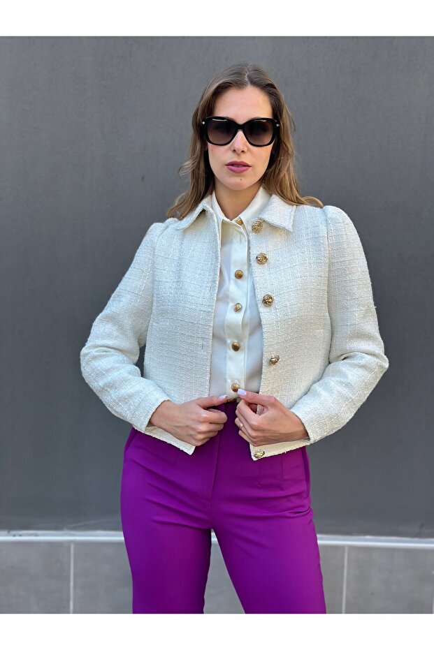 Ekru Tüvit Ceket - 5