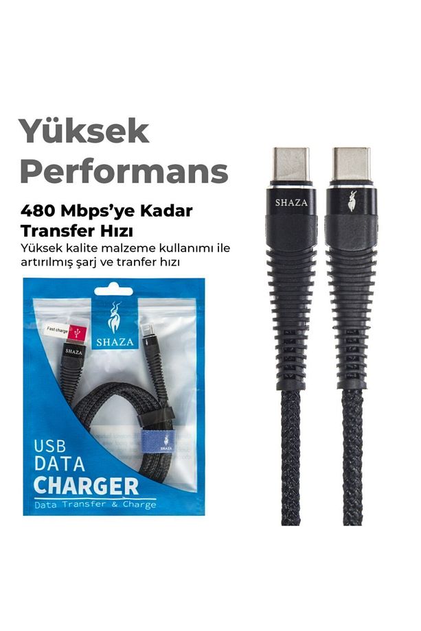 Type-c To Type-c Pd 5a 100w Örgülü Hızlı Şarj Ve Data Kablosu 1 Metre - 7