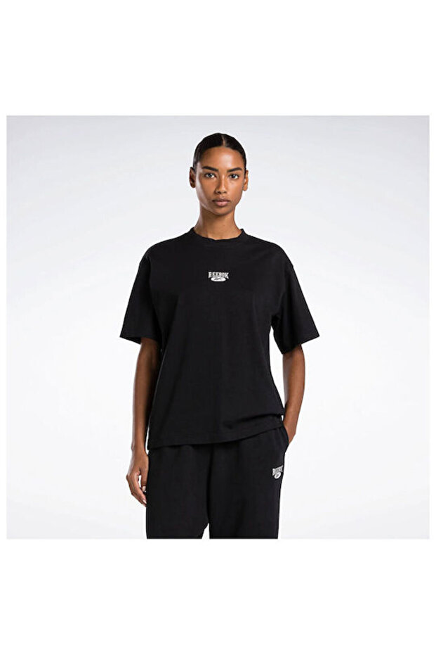Black Women's Round Neck T-Shirt Il4642 Classics Relaxed F