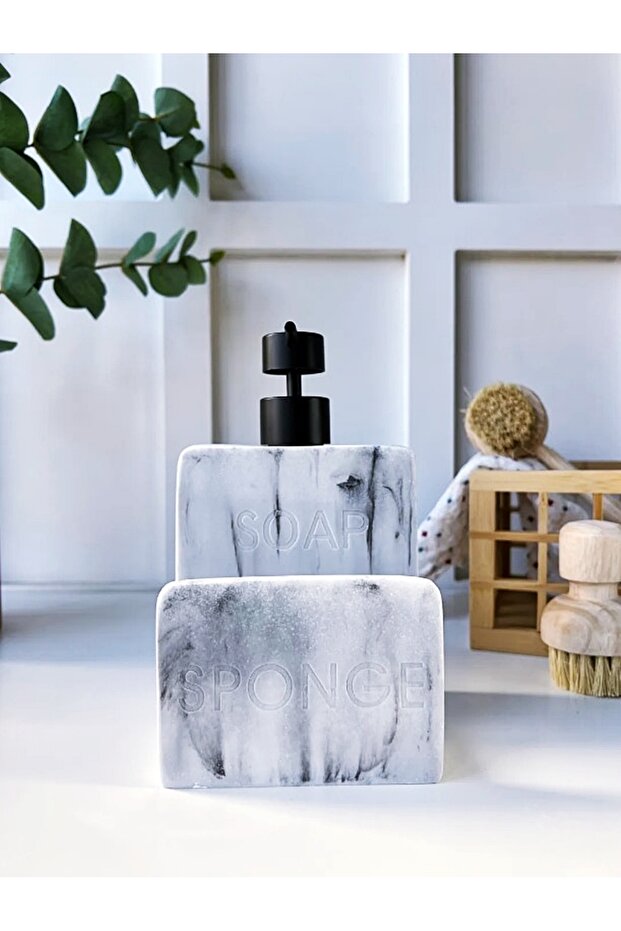 Marble Patterned Soap and Sponge Set - Soap/Spongle - 4