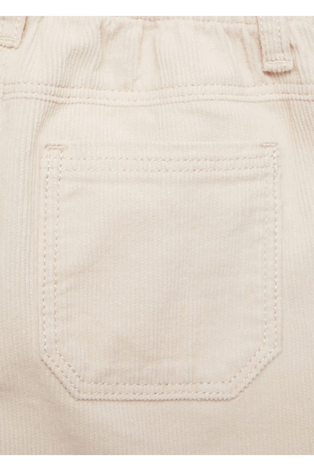 Düğmeli Mikro Fitilli Kadife Şort - 3