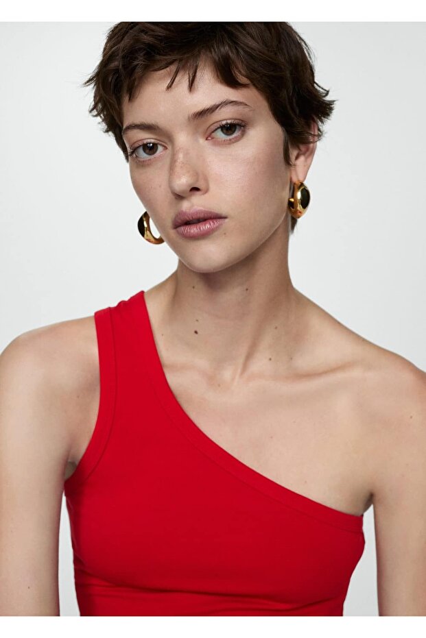 Pamuklu asimetrik bluz - 6