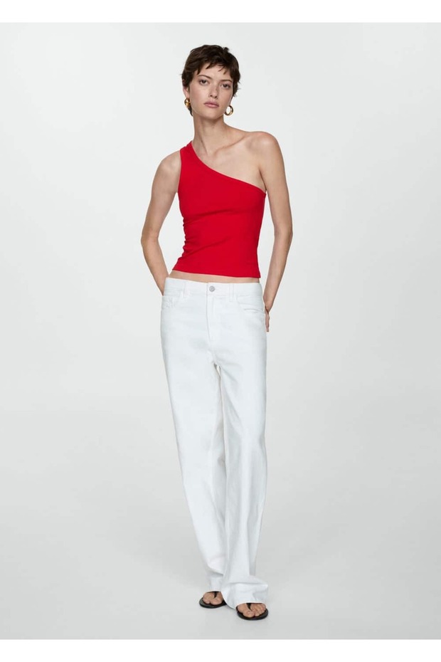 Pamuklu asimetrik bluz - 2