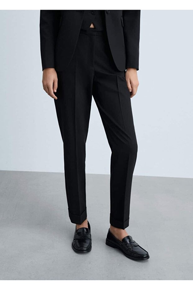 Straight-Cut Fabric Trousers