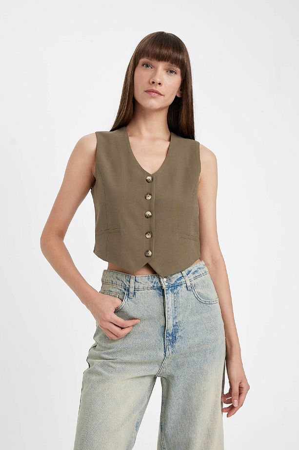 Regular Fit Blazer Yelek V Yaka Düğmeli D7414ax24au - 1