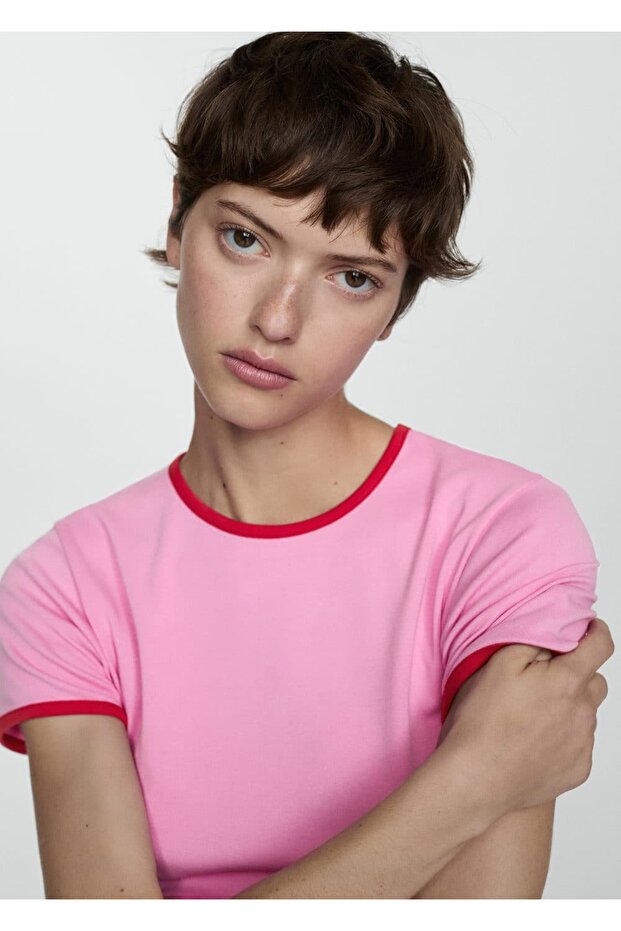 Kontrast biyeli tişört - 5