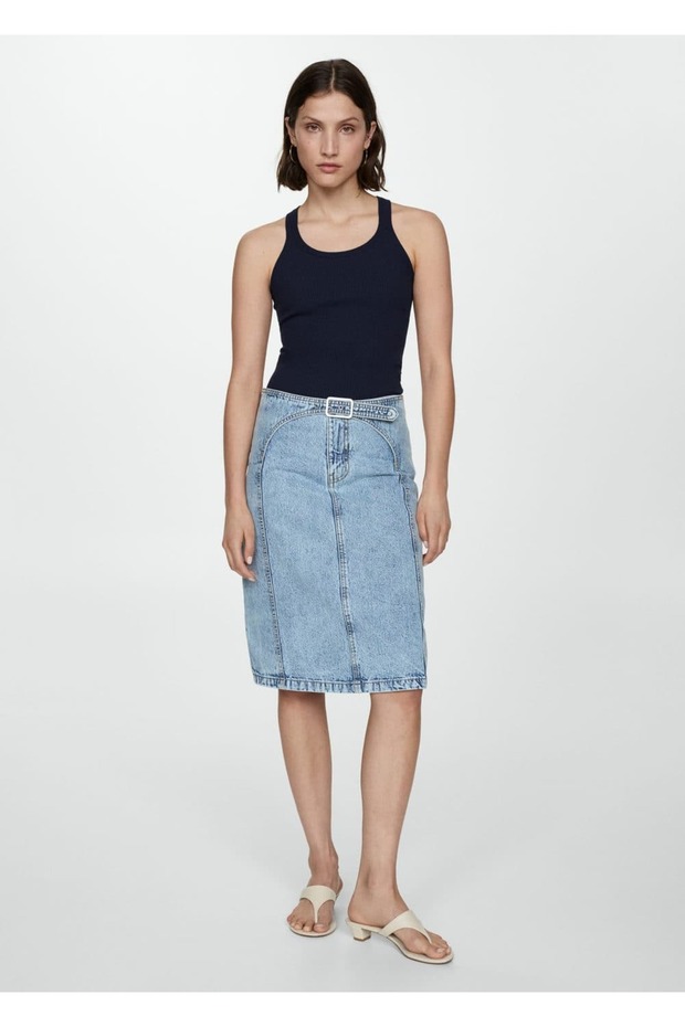 Askılı triko bluz - 2