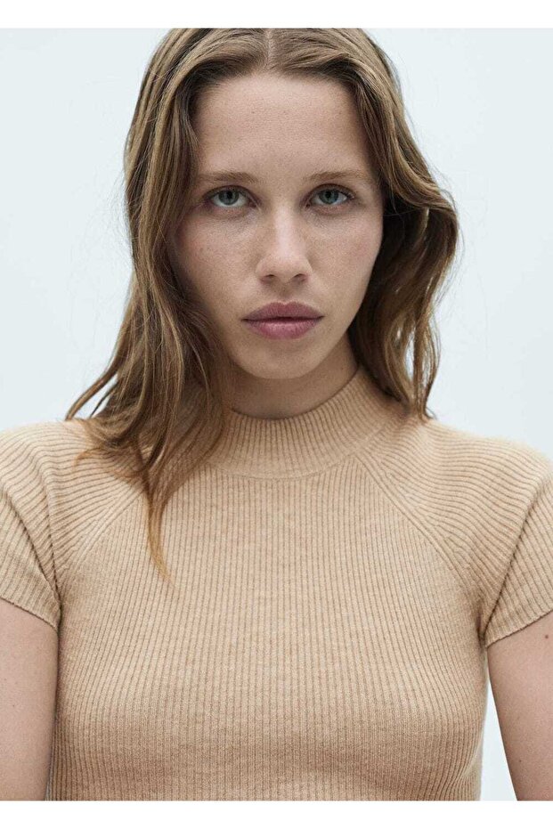 Perkins yaka ribana elbise - 5