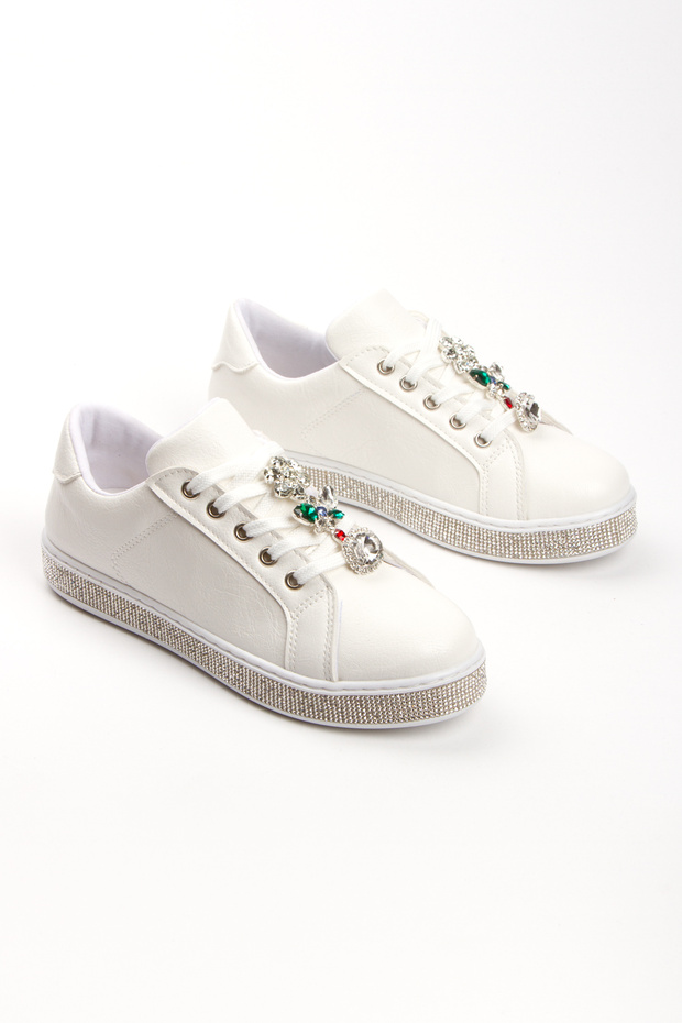 Women's Jewelled Lace-Up Sneakers